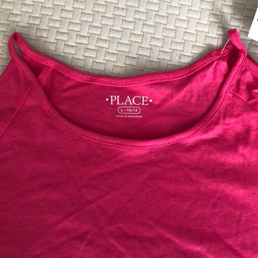 The Children's Place Top Girls Size Large 10/12 Hot Pink Cold Shoulder Shirt NWT